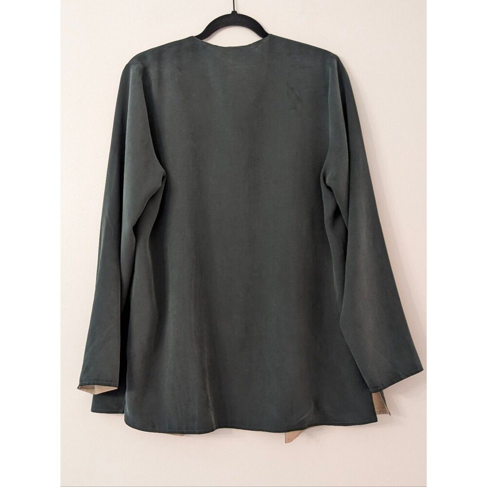WinterSilks reversible cardigan tan and green - Picture 4 of 5